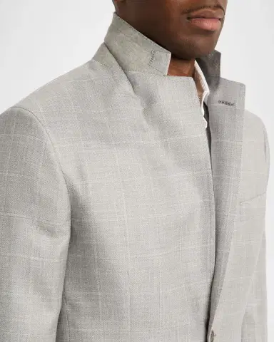 Brioni Men 's Wool, Silk and Linen Windowpane Single-Breasted Sport Coat | Thumbnail 6