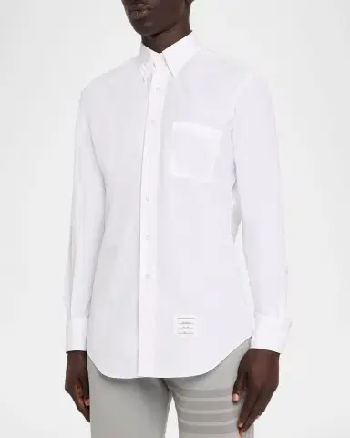 Thom Browne Men's Classic Fit Poplin Button-Down Shirt | Thumbnail 4 Thom Browne Men's Classic Fit Poplin Button-Down Shirt | Thumbnail 4