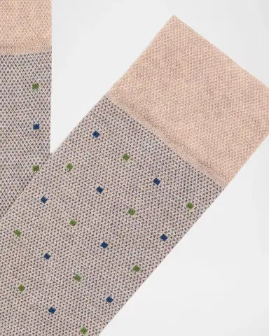Marcoliani Men's Pindot Mid-Calf Crew Socks | Thumbnail 2