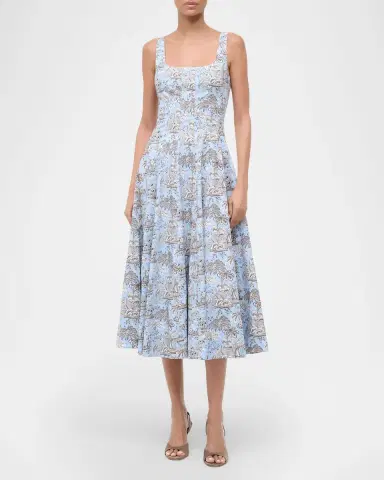 STAUD Wells Poplin Midi Dress | Thumbnail 3