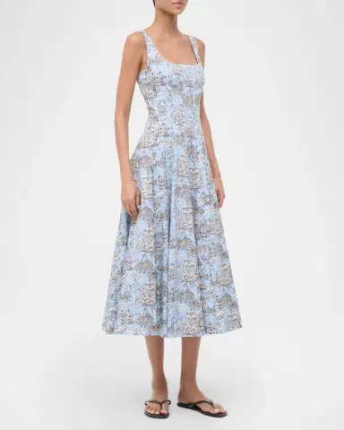 STAUD Wells Poplin Midi Dress | Thumbnail 4