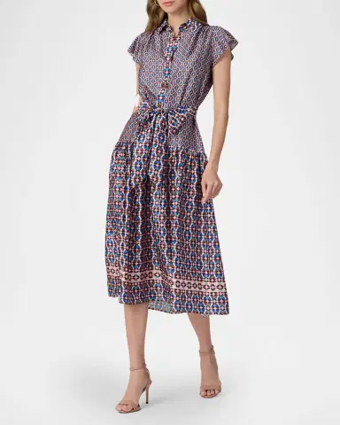 Shoshanna Kennedy Geometric-Print Midi Shirtdress | Thumbnail 2 Shoshanna Kennedy Geometric-Print Midi Shirtdress | Thumbnail 2