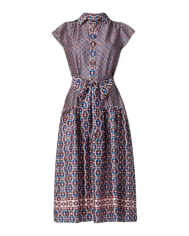 Kennedy Geometric-Print Midi Shirtdress