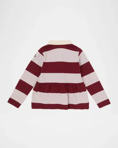 Moncler Girl's Long-Sleeve Striped Polo Shirt, Size 8 | Thumbnail 2 Moncler Girl's Long-Sleeve Striped Polo Shirt, Size 8 | Thumbnail 2