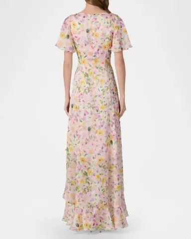 Shoshanna Chauncey Floral-Print Chiffon Maxi Dress | Thumbnail 3 Shoshanna Chauncey Floral-Print Chiffon Maxi Dress | Thumbnail 3