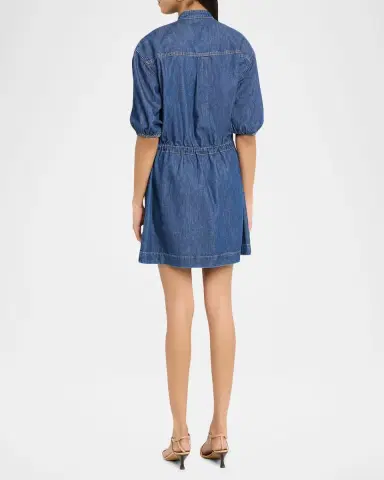 Veronica Beard Akerman Short-Sleeve Denim Mini Dress | Thumbnail 3 Veronica Beard Akerman Short-Sleeve Denim Mini Dress | Thumbnail 3