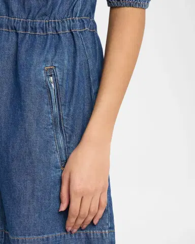Veronica Beard Akerman Short-Sleeve Denim Mini Dress | Thumbnail 5 Veronica Beard Akerman Short-Sleeve Denim Mini Dress | Thumbnail 5