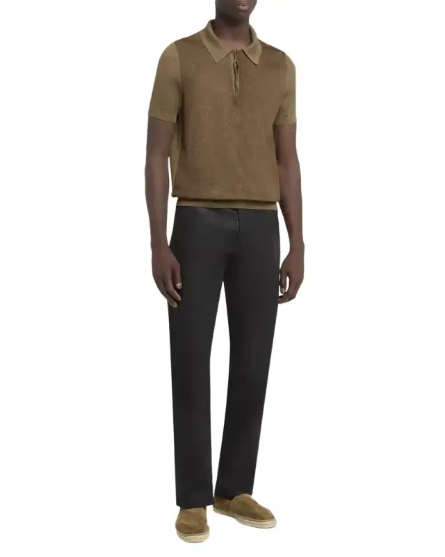 Men 's Perforated Wool Short-Sleeve Shirt