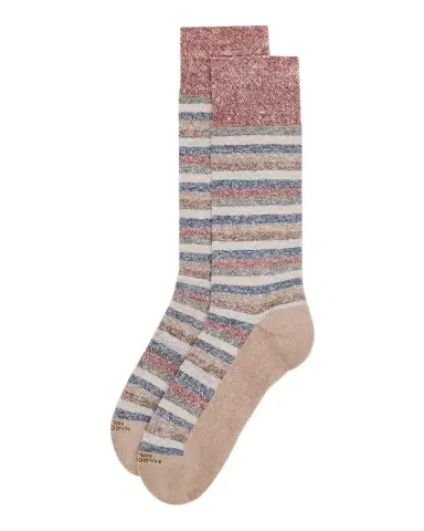 Marcoliani Men's Linen and Cotton Stripe Crew Socks | Thumbnail 3