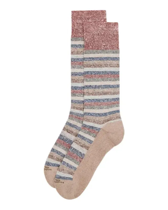 Men 's Linen and Cotton Stripe Crew Socks