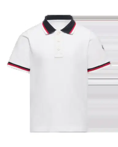 Moncler Boy's Tricolor-Trim Cotton Polo Shirt | Thumbnail 2 Moncler Boy's Tricolor-Trim Cotton Polo Shirt | Thumbnail 2