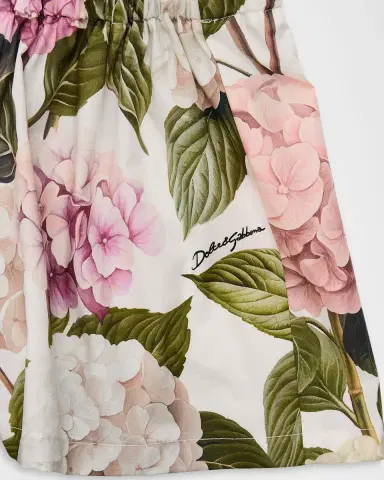 Dolce & Gabbana Girl's Hydrangea-Print Poplin Shorts | Thumbnail 3 Dolce & Gabbana Girl's Hydrangea-Print Poplin Shorts | Thumbnail 3