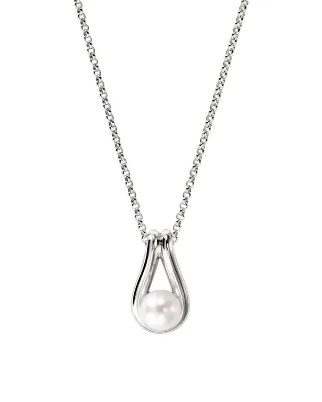 Surf Sterling Silver Pearl Pendant Necklace, 2mm, 20"L