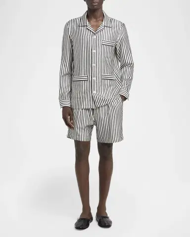 Tom Ford Men's Silk Stripe Button-Down Shirt | Thumbnail 2 Tom Ford Men's Silk Stripe Button-Down Shirt | Thumbnail 2