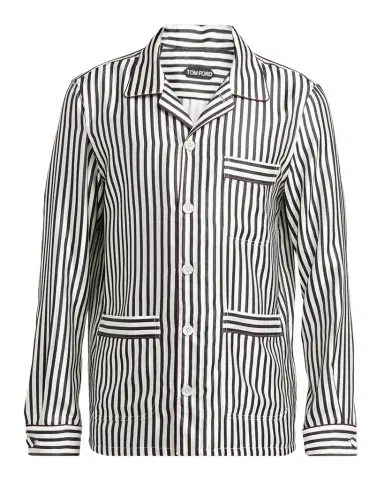 Tom Ford Men's Silk Stripe Button-Down Shirt | Thumbnail 1 Tom Ford Men's Silk Stripe Button-Down Shirt | Thumbnail 1
