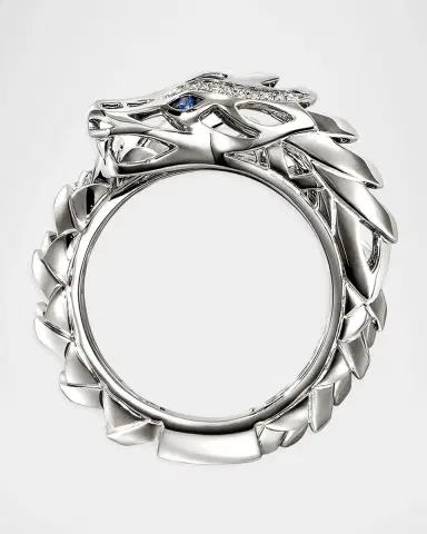 John Hardy Sterling Silver Naga Ring with Diamonds and Blue Sapphires | Thumbnail 4