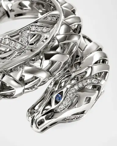 John Hardy Sterling Silver Naga Ring with Diamonds and Blue Sapphires | Thumbnail 5