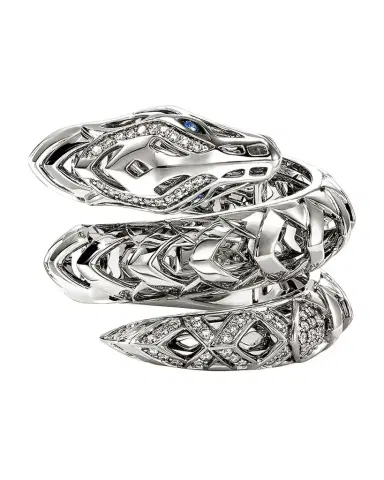 John Hardy Sterling Silver Naga Ring with Diamonds and Blue Sapphires | Thumbnail 1