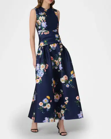 Shoshanna Marie Pleated Floral-Print Mikado Maxi Dress | Thumbnail 2 Shoshanna Marie Pleated Floral-Print Mikado Maxi Dress | Thumbnail 2
