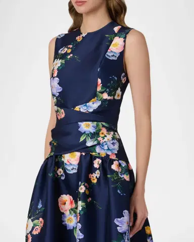 Shoshanna Marie Pleated Floral-Print Mikado Maxi Dress | Thumbnail 4 Shoshanna Marie Pleated Floral-Print Mikado Maxi Dress | Thumbnail 4