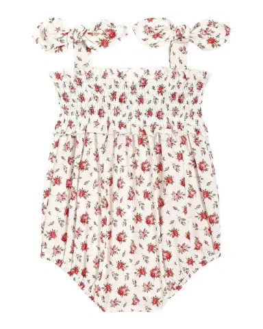 Dolce & Gabbana Girl's Rose-Print Cotton Romper, Size 0M-24M | Thumbnail 1