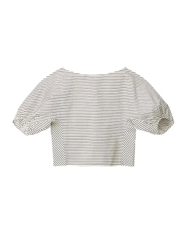 STAUD Didi Striped Puff-Sleeve Top