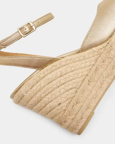 Castañer 95mm Brook Metallic Leather Espadrille Wedge Sandals | Thumbnail 4