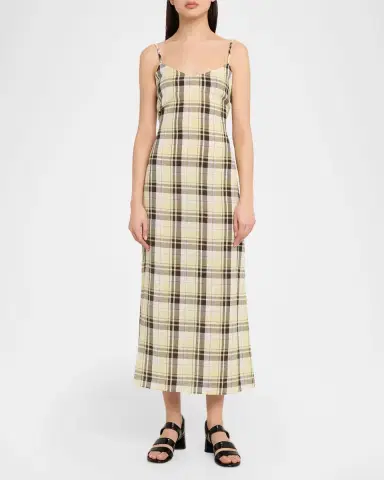 Proenza Schouler White Label Evelyn Plaid Gauze Sleeveless Midi Dress | Thumbnail 2