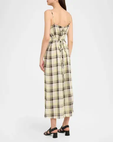 Proenza Schouler White Label Evelyn Plaid Gauze Sleeveless Midi Dress | Thumbnail 3