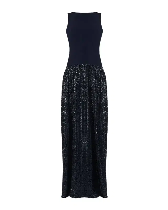 Dorothy Sleeveless Sequin Crepe Maxi Dress