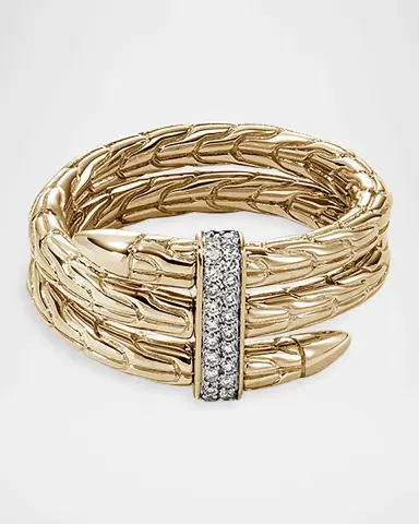 John Hardy 14K Yellow Gold Diamond Pave Spear Ring, Wide | Thumbnail 4
