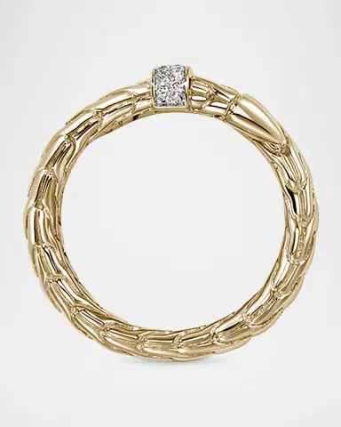 John Hardy 14K Yellow Gold Diamond Pave Spear Ring, Wide | Thumbnail 5