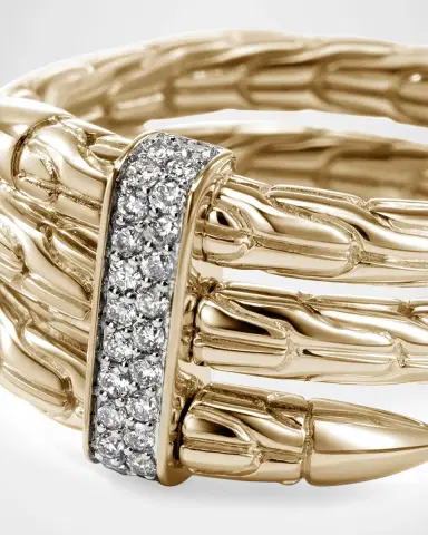 John Hardy 14K Yellow Gold Diamond Pave Spear Ring, Wide | Thumbnail 7