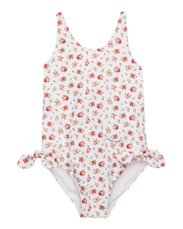 Girl 's Small Rose-Print One-Piece Swimsuit, Size -14