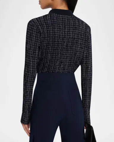 Veronica Beard Benedetta Long-Sleeve Textured Plaid Top | Thumbnail 3 Veronica Beard Benedetta Long-Sleeve Textured Plaid Top | Thumbnail 3