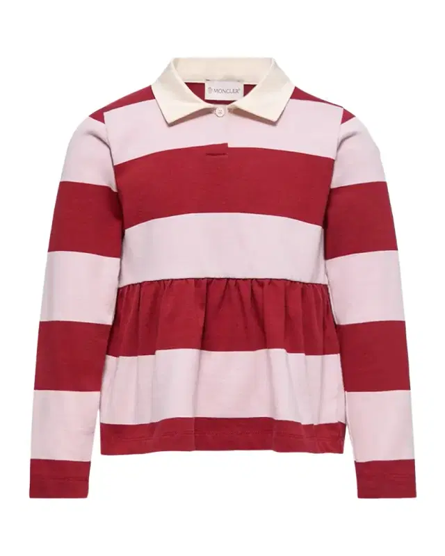 Girl 's Striped Long-Sleeve Cotton Polo Shirt, Size -14