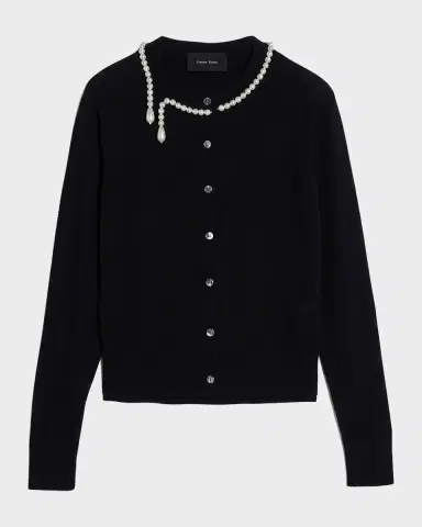 Simone Rocha Pearly Classic Merino Crewneck Cardigan | Thumbnail 3