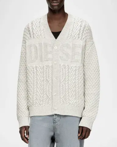 Diesel Men 's SW-K-Antoine Wool and Cotton Cable Knit Cardigan | Thumbnail 4 Diesel Men 's SW-K-Antoine Wool and Cotton Cable Knit Cardigan | Thumbnail 4