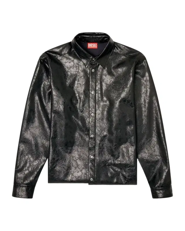 Men's Simply-QM Faux Leather Snap-Front Shirt