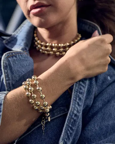 Lele Sadoughi Diana Triple Row Bracelet, Gold | Thumbnail 2 Lele Sadoughi Diana Triple Row Bracelet, Gold | Thumbnail 2