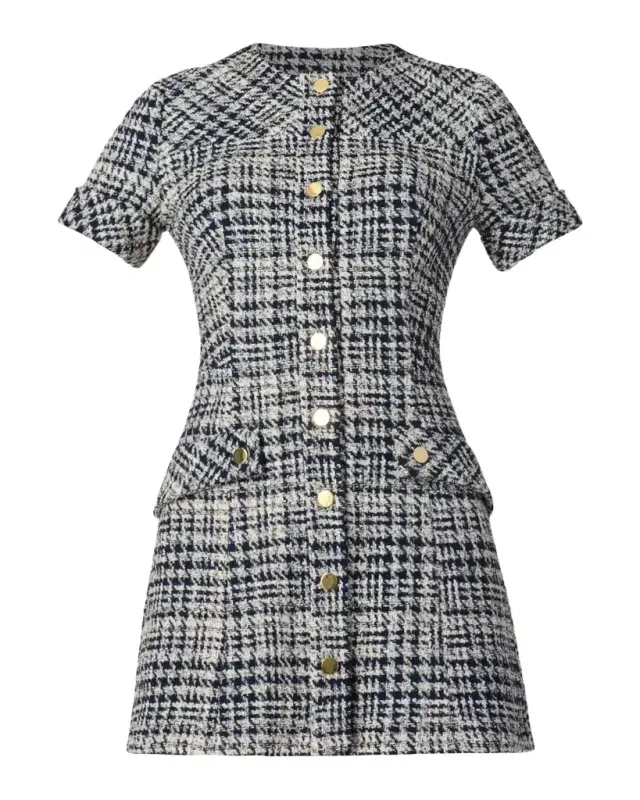 Haisley Houndstooth Tweed Mini Dress