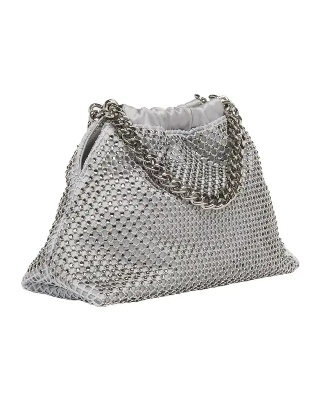 Falabella Small Rhinestone Mesh Top Handle Bag
