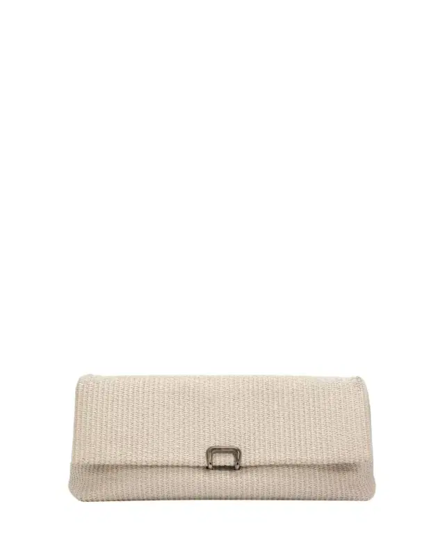 Brunello Cucinelli Medium Woven Raffia Clutch Bag
