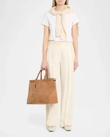 Tod's Di Bag Folio Medium Suede Shopping Tote Bag | Thumbnail 5 Tod's Di Bag Folio Medium Suede Shopping Tote Bag | Thumbnail 5