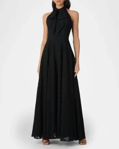 Shoshanna Jill Bow-Front Floral Organza Halter Gown | Thumbnail 2 Shoshanna Jill Bow-Front Floral Organza Halter Gown | Thumbnail 2