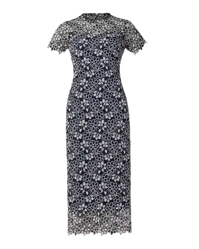 Kiriya Floral Lace Column Midi Dress
