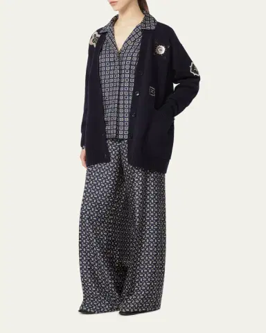 Max Mara Printed Wide-Leg Silk Trousers | Thumbnail 6