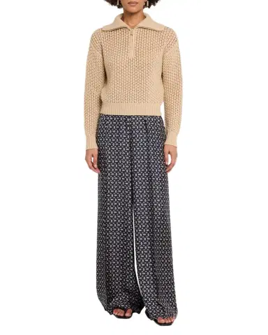 Max Mara Printed Wide-Leg Silk Trousers | Thumbnail 1
