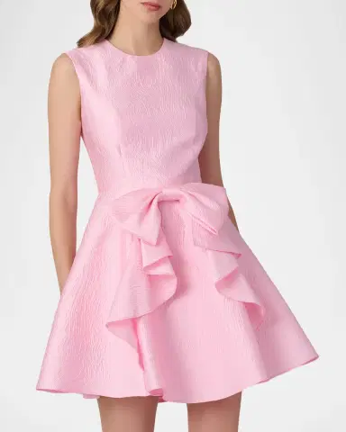 Shoshanna Gabby Bow-Embellished Jacquard Mini Dress | Thumbnail 3