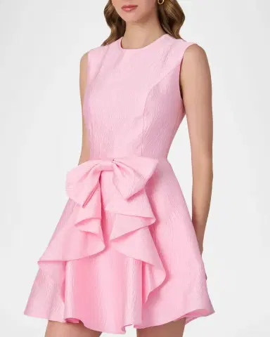 Shoshanna Gabby Bow-Embellished Jacquard Mini Dress | Thumbnail 4
